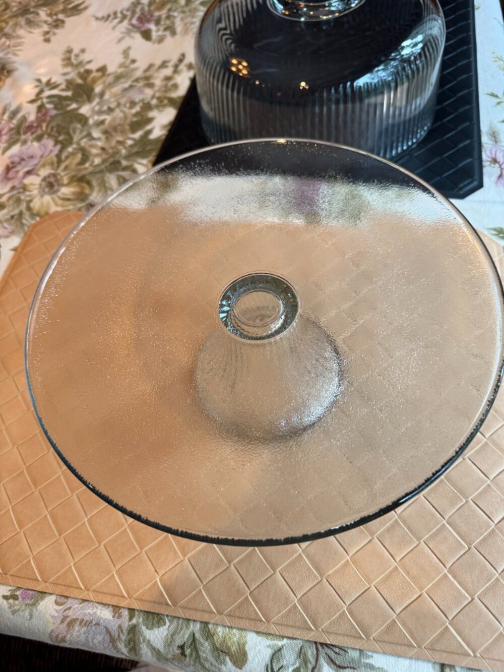 Vintage Anchor Hocking Monaco 2 in 1 Ribbed Glass Cake Plate Dome Cover - Picture 3 of 7